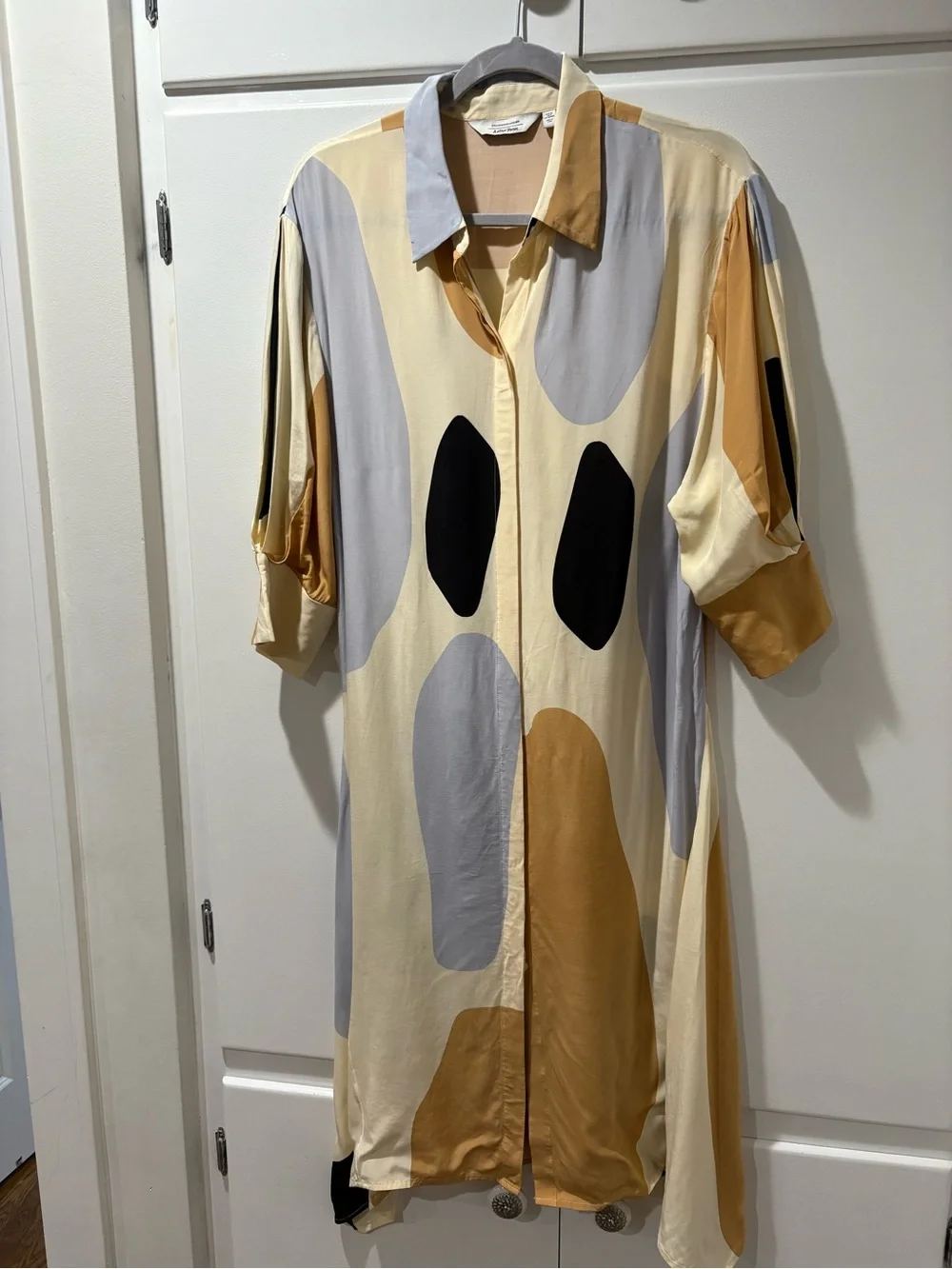 & Other Stories Beige and Cream Patterned Shirt Dress 6 two small stains see pic - Picture 8 of 15